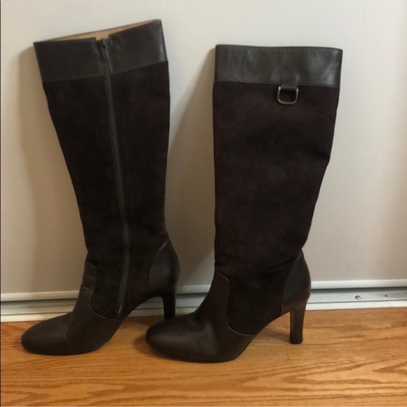 J. Crew Brown Heeled Knee Length Suede Boots - Picture 2 of 11